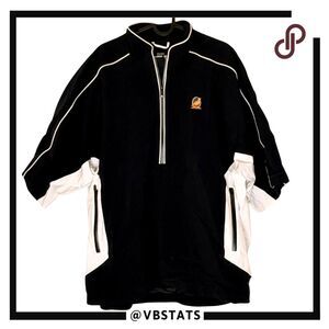 FootJoy DryJoys Men's Half-Zip Golf Wind Pullover Jacket‎ Black White Size Large